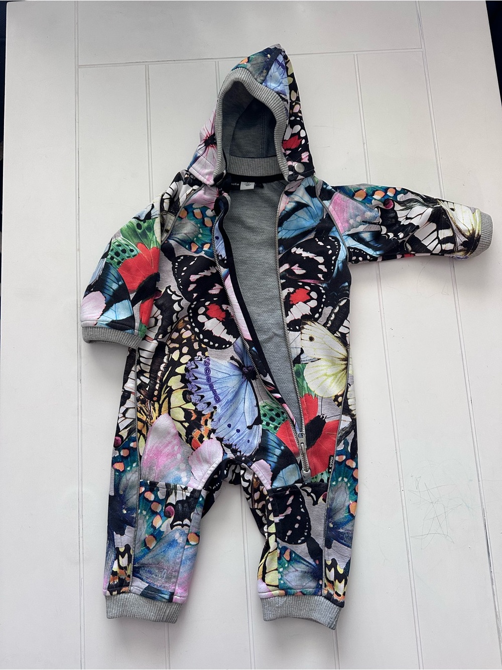Molo Softshell Multicolor Butterfly Hooded Baby Romper